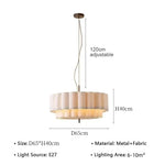 Suspension lumineuse moderne abat jour plissé blanc cassé lampes suspendues éclairage salon LED