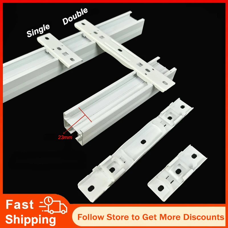 rideau support ressort blanc moderne accessoire inoxydable fixations rails électriques