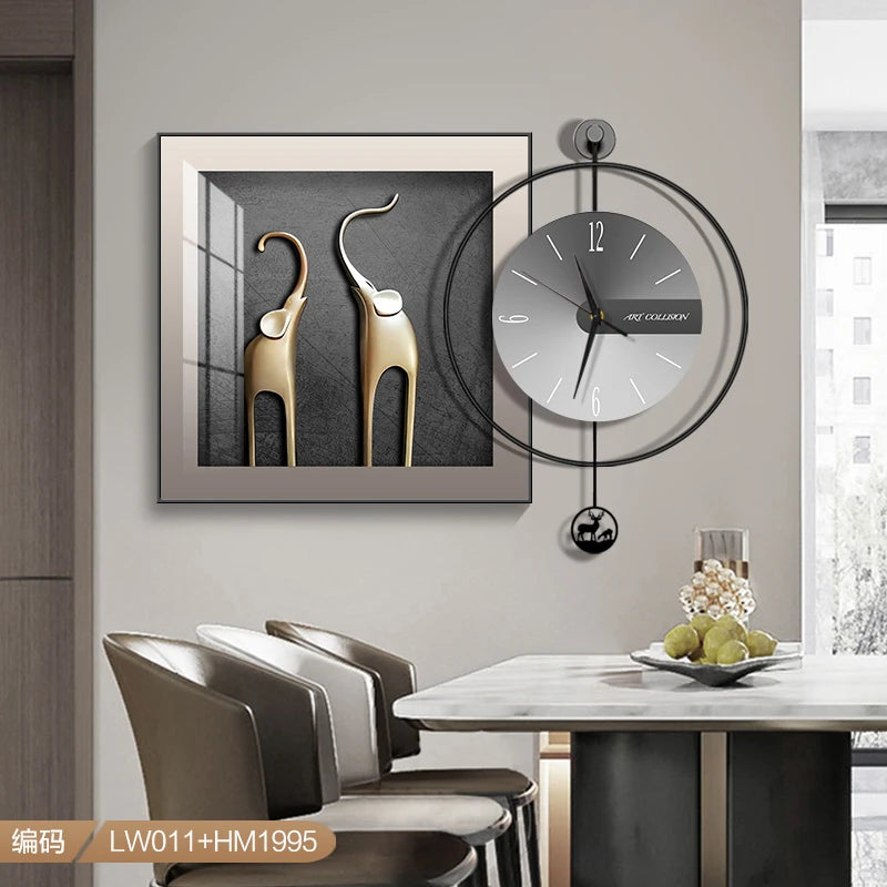 horloge murale moderne métal cadre décoratif salon maison aiguille silencieuse grande taille