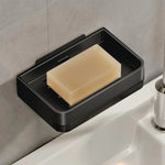 organisateur savon mural adhésif gris argenté moderne salle bain égouttoir strié lisse