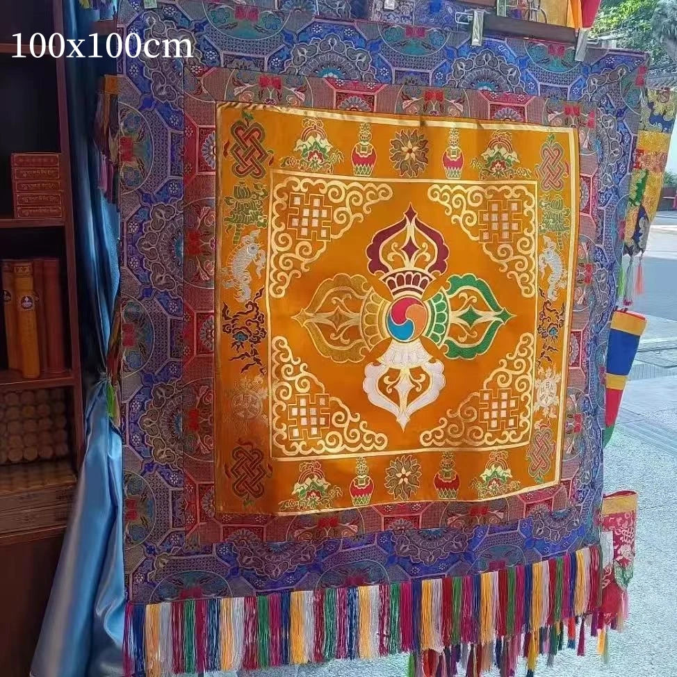 tapis traditionnel brodé patchwork géométrique couleurs vives élégant table manger