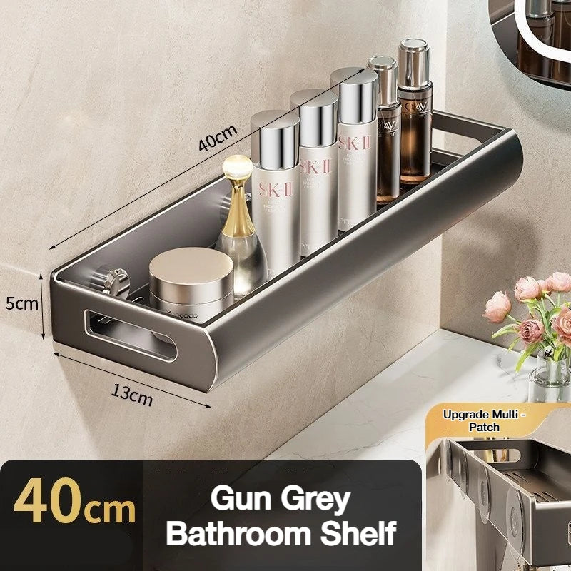 étagère murale adhésive sans perçage gris métallisé moderne 30cm 40cm 50cm 60cm