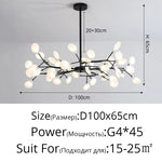 suspension lumineuse or blanc feuilles stylisées opalescente contemporaine 18 ampoules
