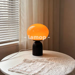 lampe table moderne rétro base noire lumière douce ampoules led verre strié orange sans