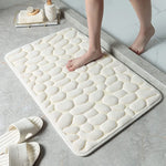 tapis bain antidérapant microfibre blanc texture cailloux moderne absorbant lavable machine doux
