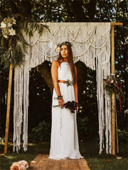 rideau macramé coton décoration bohème franges fleurs texture naturelle chambre mariage rustic
