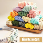 cordons macramé polyester 6mm bleu clair blanc vert rose jaune gris beige créatif artisanal