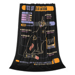 couverture polyester anti boulochage portable dessin chat noir details dorés pique nique maison 80x60cm