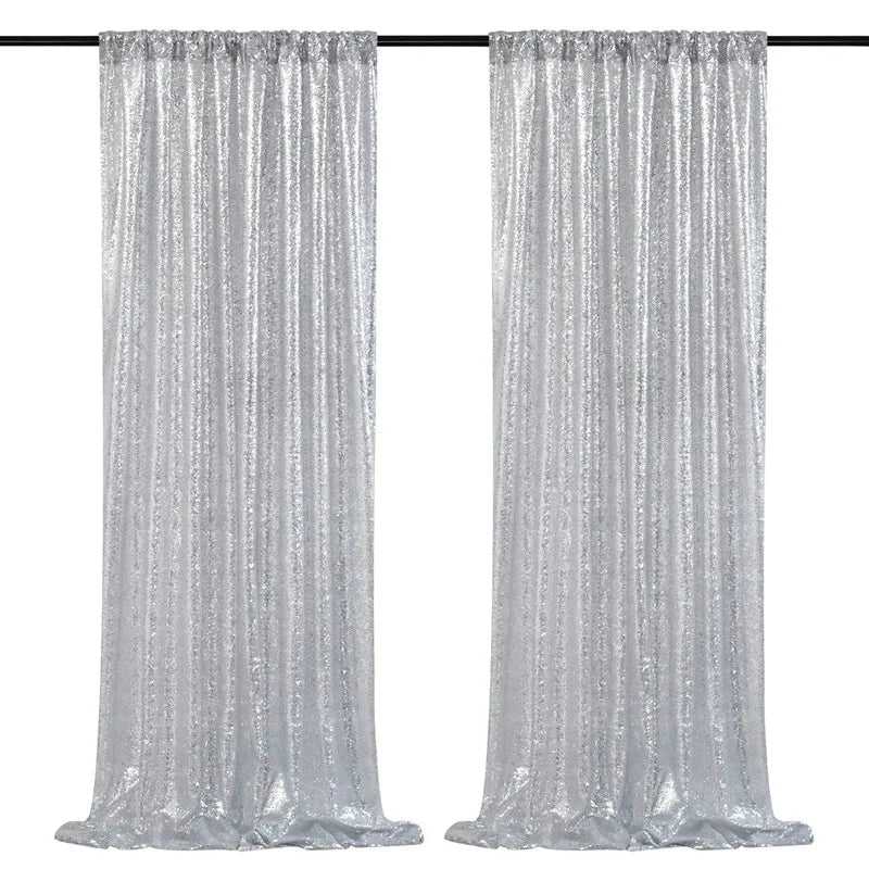 rideau paillettes or argent élégant festif polyester panneaux 8ft transparent événement