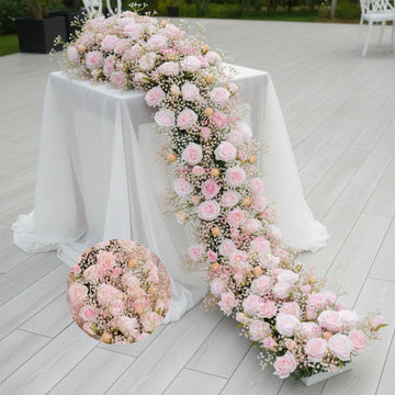 guirlande florale artificielle décoration maison blanc rose pâle romantique extérieur intérieur 200cm 100cm 50cm