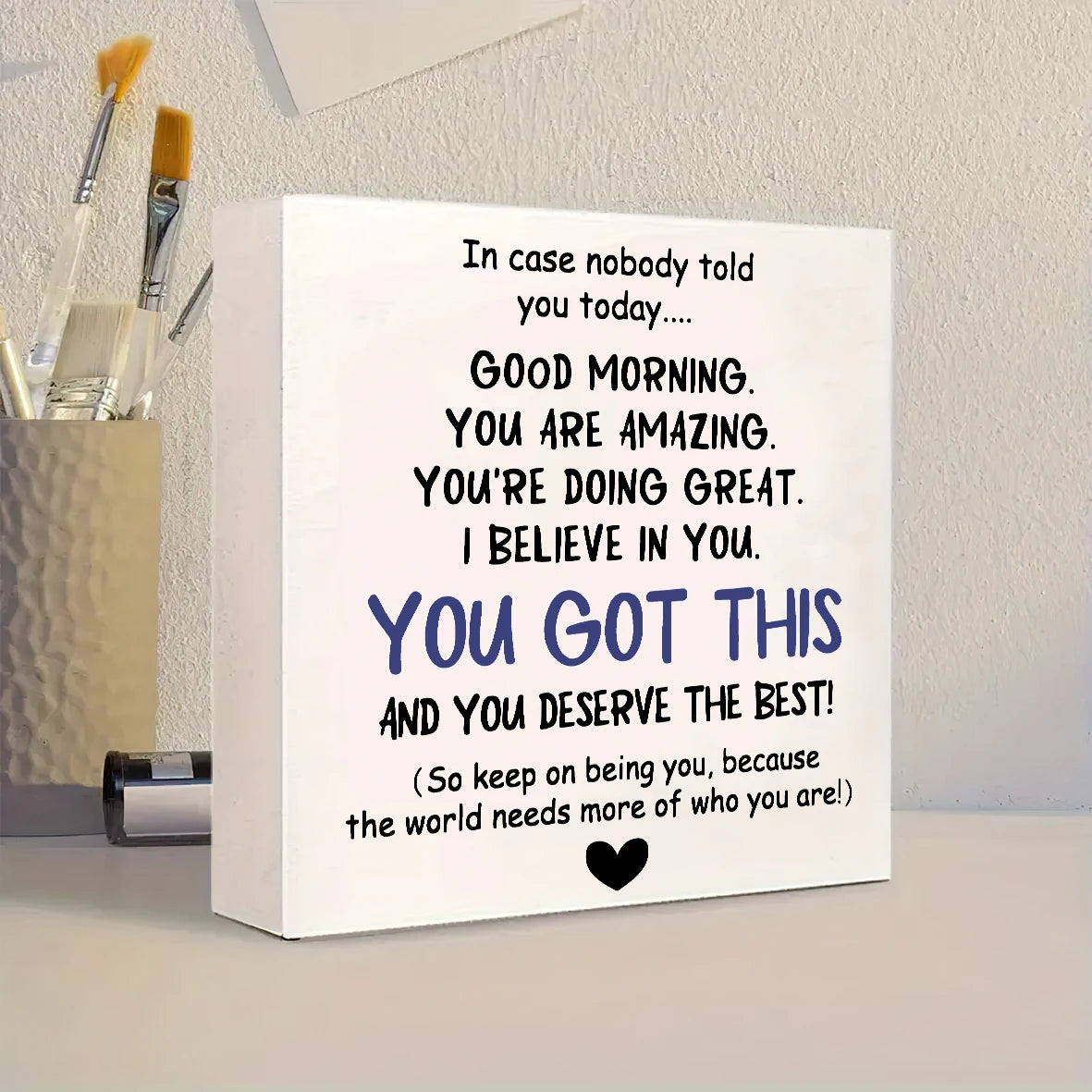 plaque décorative bois blanc texte incroyable coeur nouveauannée anniversaire diplômes minimaliste