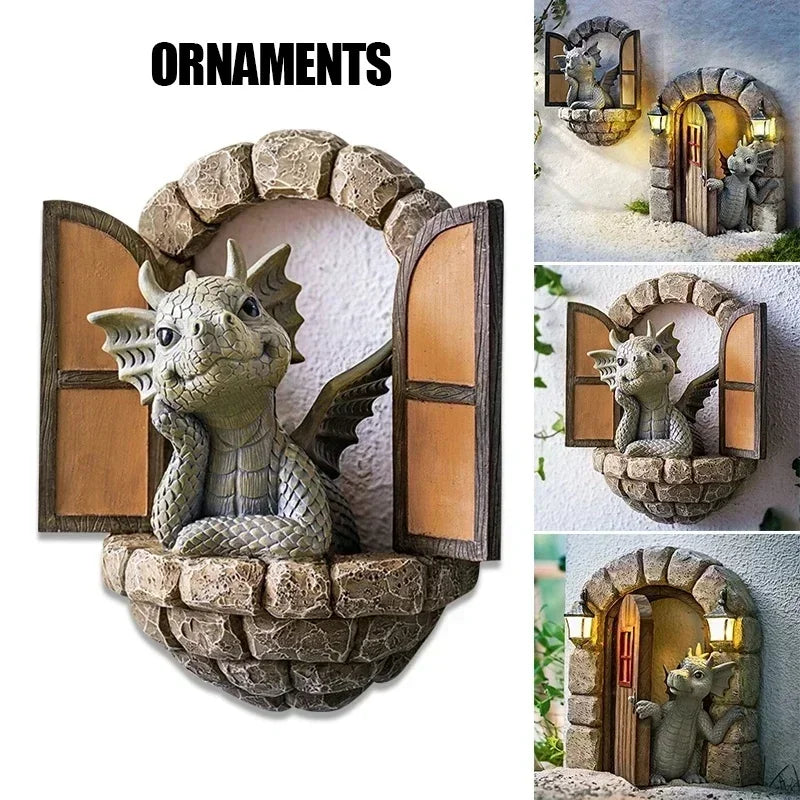 décoration murale dragon gris fantaisie pierre imitation antique statuaire jardin