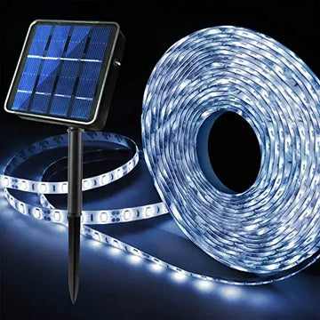 ruban led solaire 5m blanc chaud ip65 moderne adhésif externe 18+lumières