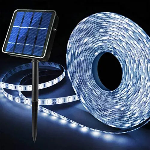 ruban led solaire 5m blanc chaud ip65 moderne adhésif externe 18+lumières