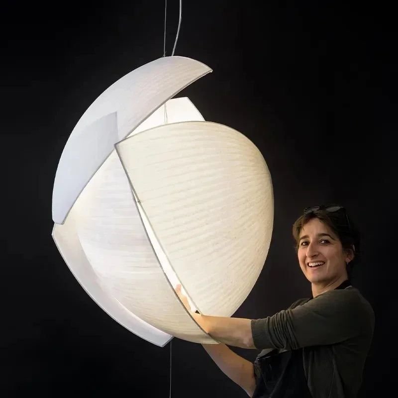 lampe suspendue moderne blanc rayures horizontales opacité cordon interrupteur 2000 82000 lumens