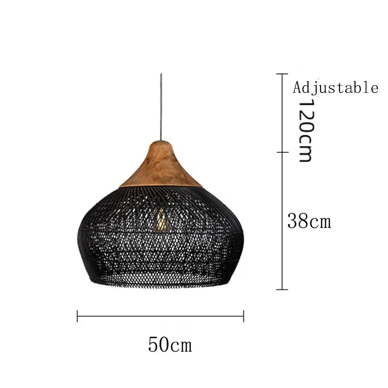 suspension lumineuse pendentif rotin noir moderne salon cuisine chambre