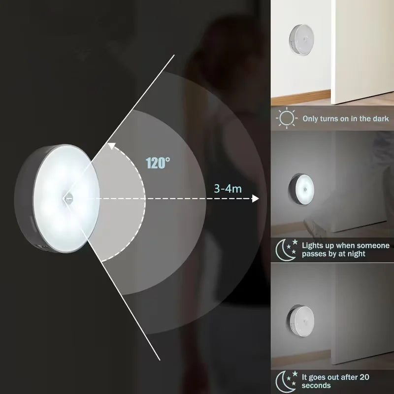 lampe nuit blanc moderne veilleuse détecteur mouvement rechargeable led adhésive chambre escalier