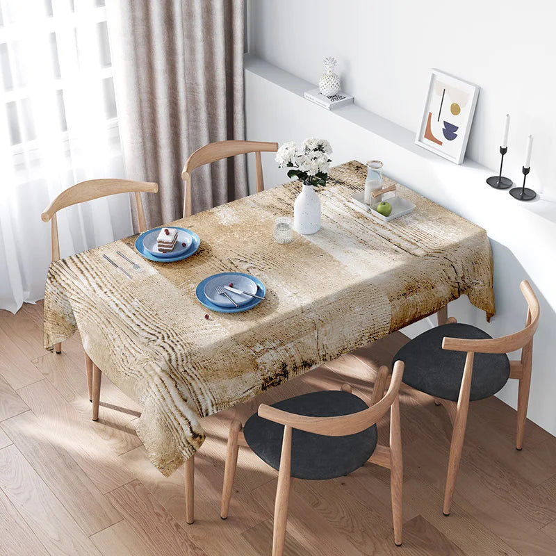 nappe table moderne rustique imitation bois beige marron blanc décoration mariage événementextérieur