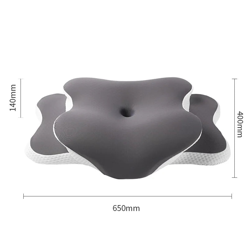 oreiller cervical ergonomique mousse mémoire forme soutien cou sommeil dos côté gris blanc