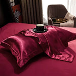 protège oreiller soie uni moderne beige gris rose vert violet bleu opulent brillant 48x74cm