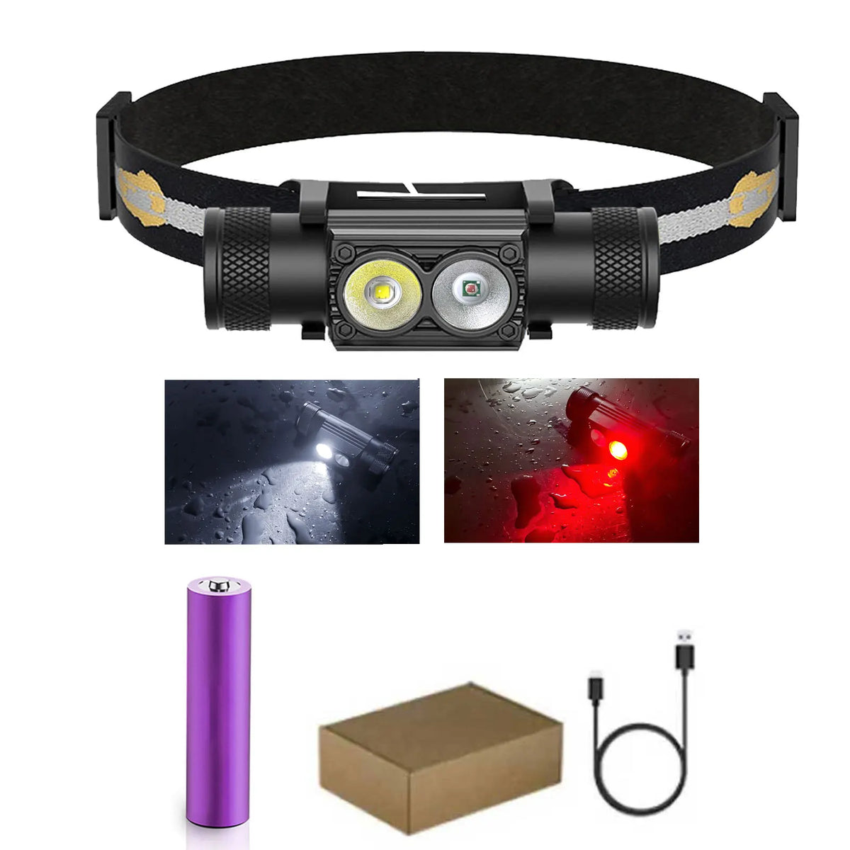 lampe torche led rechargeable camping chasse pêche noir vert rouge modulaire