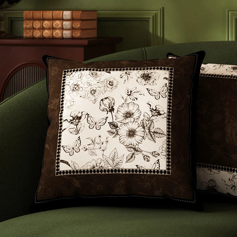 housse coussin motif floral peluche carré décoration maison lit salon voiture chambre coucher