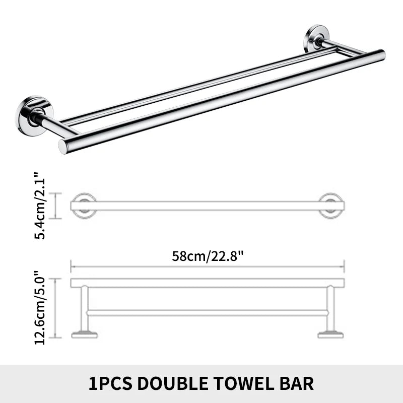 porte serviettes mural double acier inoxydable noir argenté doré moderne électroplaqué fixations serviettes