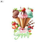 autocollants muraux décoration maison cônes glace rayures colorées fraises menthe hello summer moderne