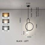 lampe suspendue anneau or noir moderne minimaliste sphère lumineuse chaîne métalliqueflux lumineux haute qualité