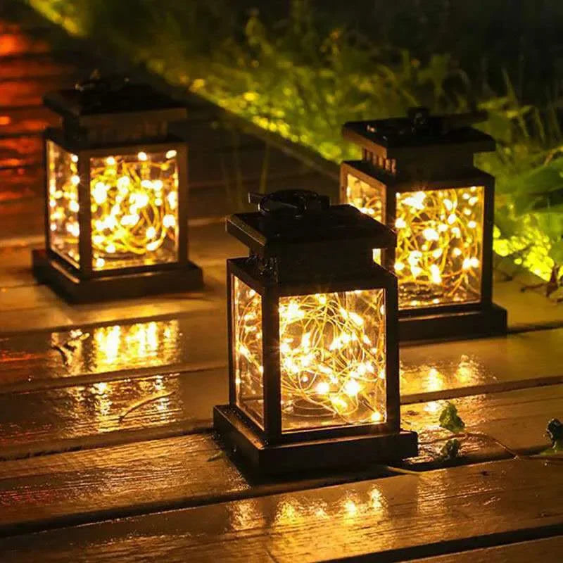 lanterne solaire 30 led noire transparente moderne clip métallique 600mAh