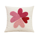 housse coussin brodée velours coton motif cœur relief rose décoration maison valentin 45x45cm