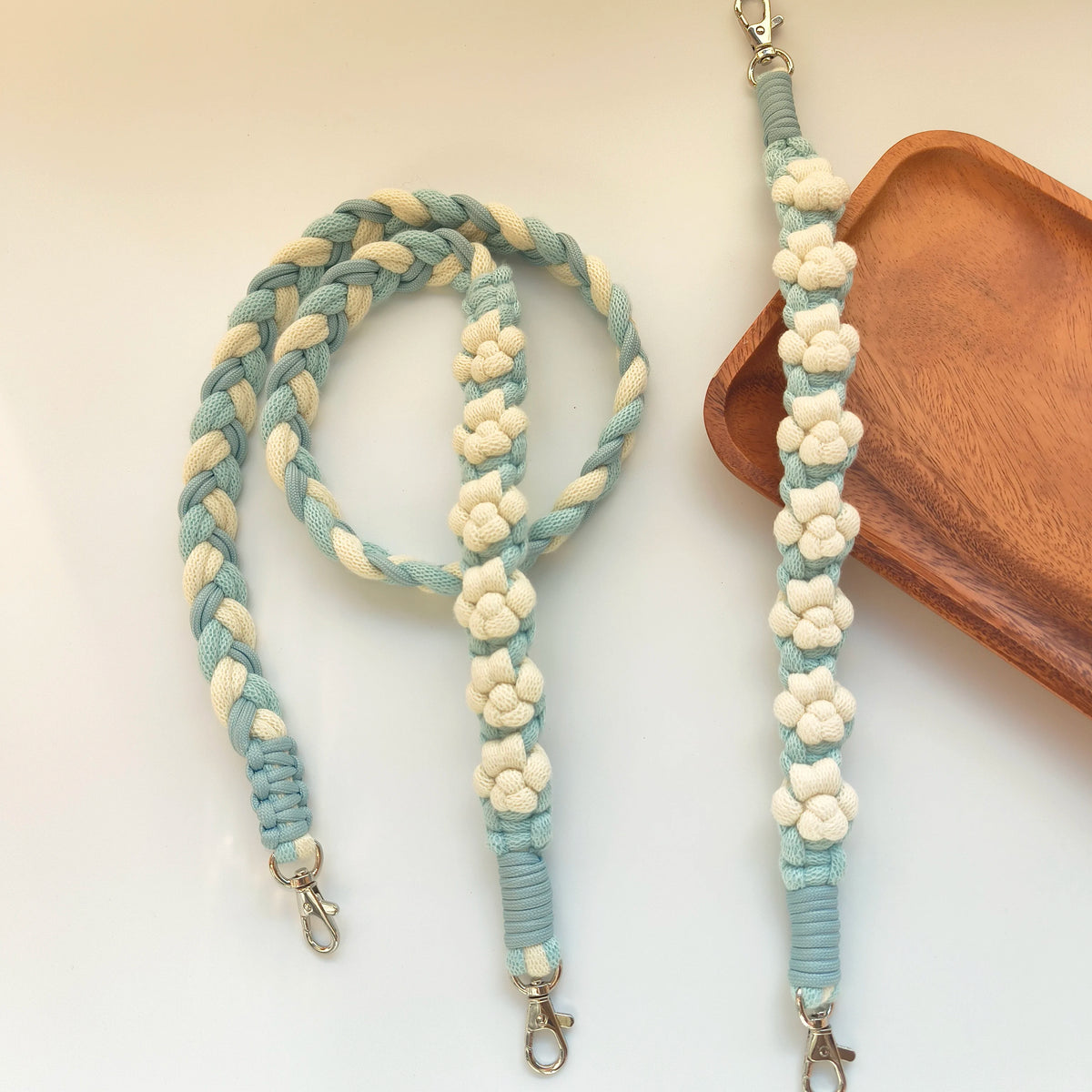 cordons macramé polyester 6mm bleu clair blanc vert rose jaune gris beige créatif artisanal