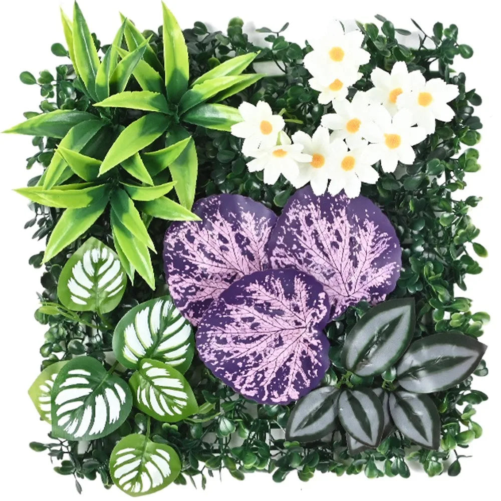 plantes artificielles murales modernes feuilles variées décoration extérieure branches naturelles