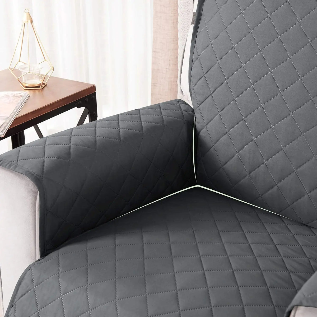 couvre siège fauteuil inclinable polyestère quilted gris moderne sécurité poche rangement machine