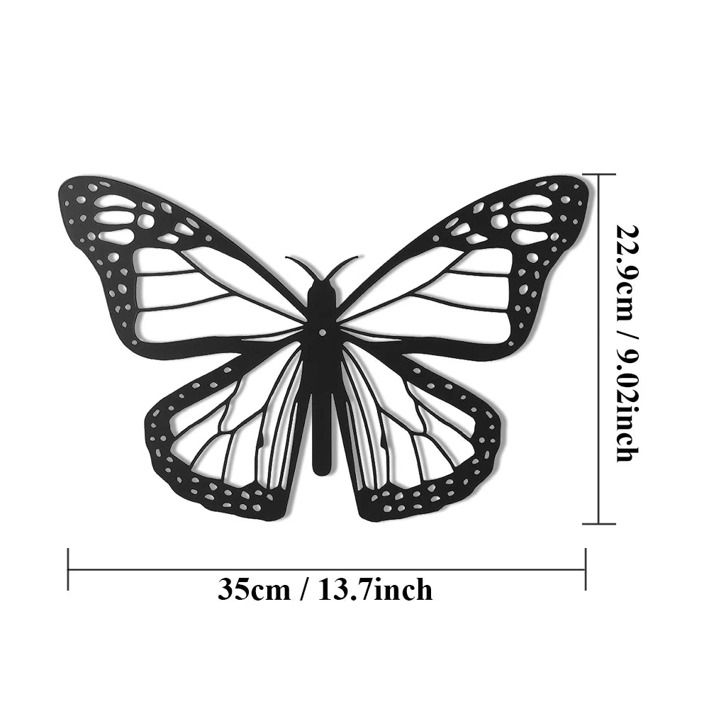 décoration murale papillon métal noir transparent veines adhésif artisanal réaliste chambre jardin