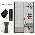 rideau porte magnétique anti insectes maille fine gris clair noir moderne clips adhésif fixe