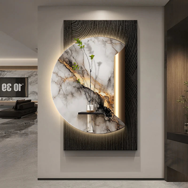 cadre mural étagère intégrée adhésif plante artificielle vase verre support mousse contemporain minimaliste noir