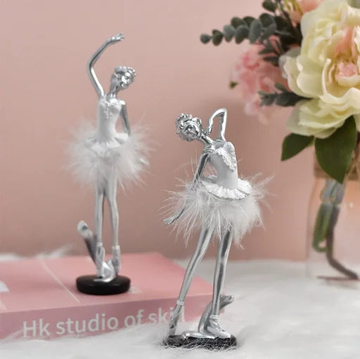 figurine danseuse résine argent doré blanc plume robe mariage anniversaire noël valentin