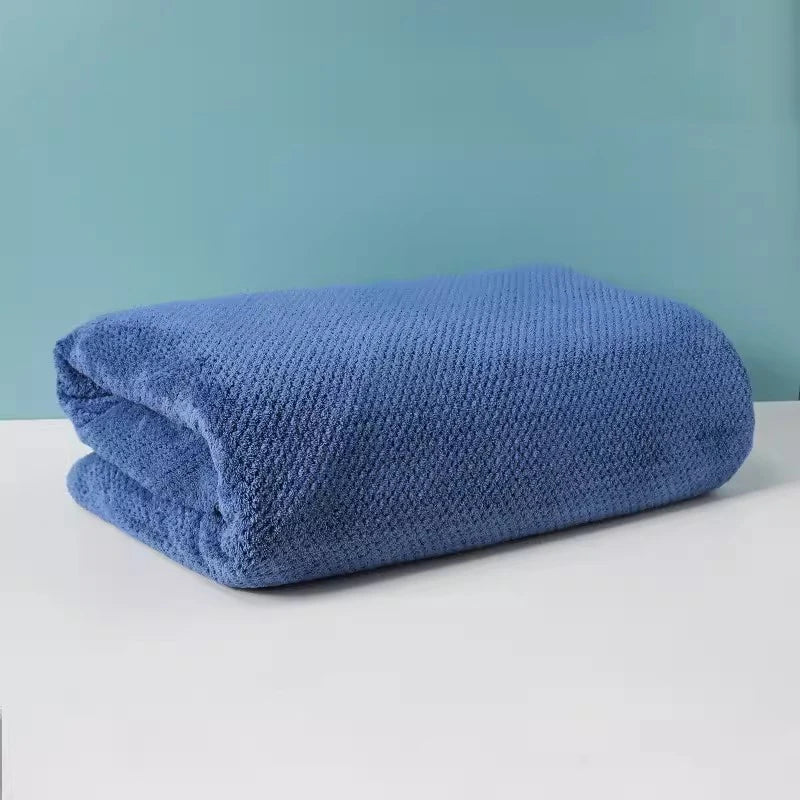 serviette bain absorbante bleu marine texture points moderne 80x150cm lavable machine