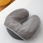 coussin soutien cervical ergonomique gris bleu orange blanc texture tissée adhesive
