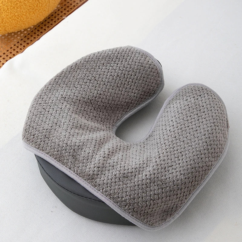 coussin soutien cervical ergonomique gris bleu orange blanc texture tissée adhesive