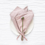 serviettes lin naturel beige clair orange blanc gris rose pâle tissu doux classique rustique