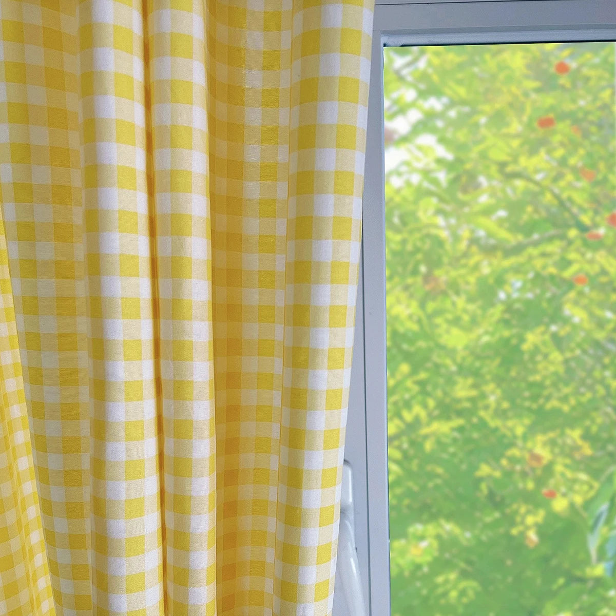 rideaux jaune clair carreaux classique opaques chambre salon polyester haute densité