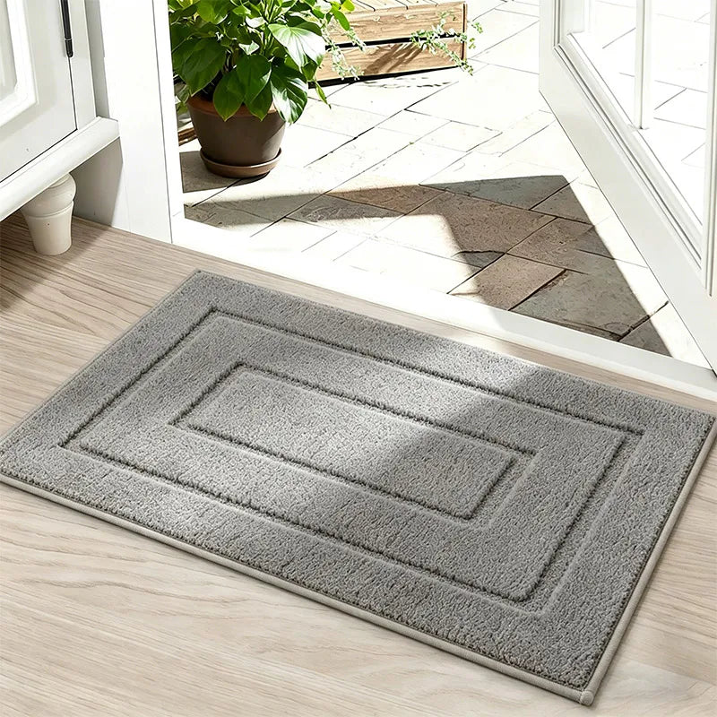 tapis bain antidérapant polyester durable moderne gris clair géométrique absorbant entrée salle bain