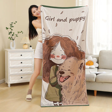 serviette bain coton biologique dessin animé rapide absorption variété couleurs action grâces fun night