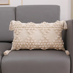 coussin carré géométrique blanc boho chic franges opaques décoration maison voiture