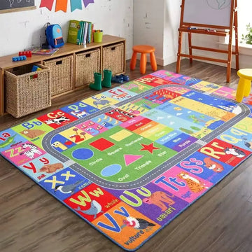 tapis enfant éducatif alphabet chiffres animaux multicolore doux antidérapant chambre salon classe décoration moderne
