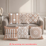 lot housses coussin décoratives motifs géométriques mandalas beige blanc moderne