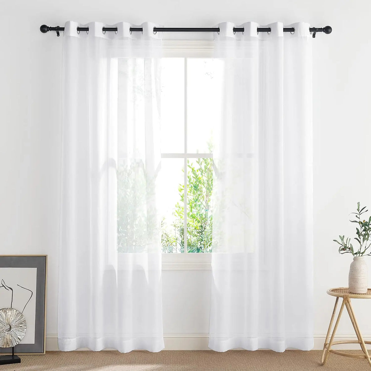 rideau moderne blanc transparent polyester 100% salon chambre