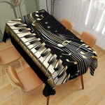 nappe rectangulaire piano noire blanche notes géométrique moderne étoiles scintillantes réutilisable polyester festive